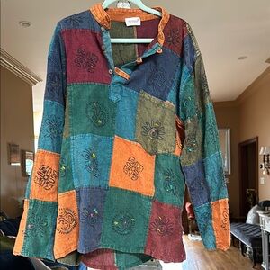 Namaste Henna hippie boho festival top shirt tunic unisex Osfm new patchwork